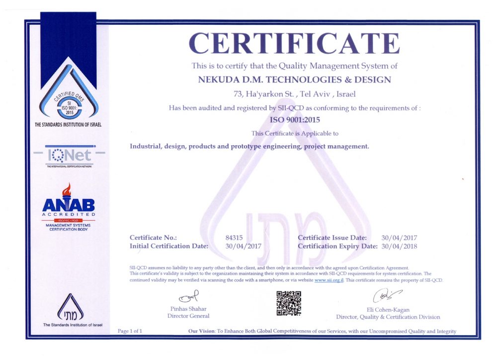 Nekuda Design Management is ISO9001 certified